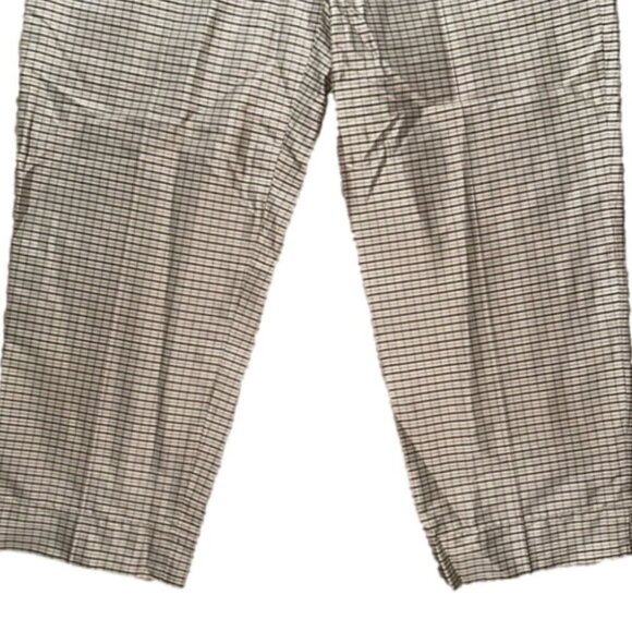 Michael Kors VINTAGE GRADE A GOLD SHIMMER SILK checkered stright leg trousers 6 - Picture 4 of 6